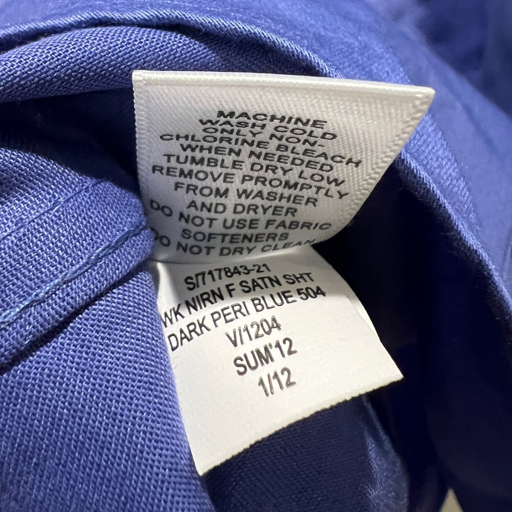 Banana Republic Non-Iron Fitted Shirt Dark Periwinkle Blue 12P - Picture 5 of 7